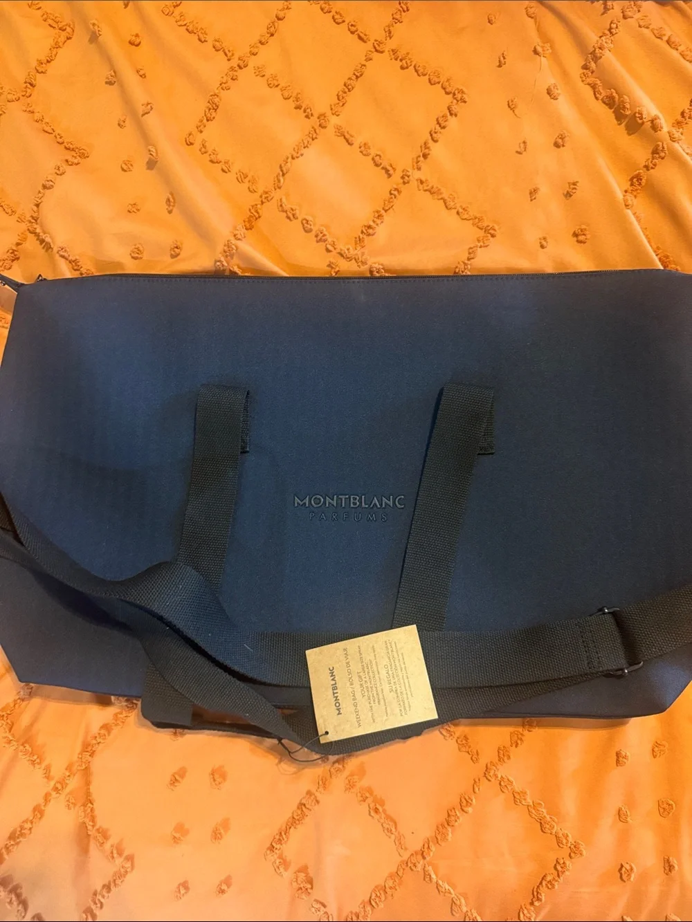 Montblanc Men's Dark Blue Messenger Bag with Black Strap
